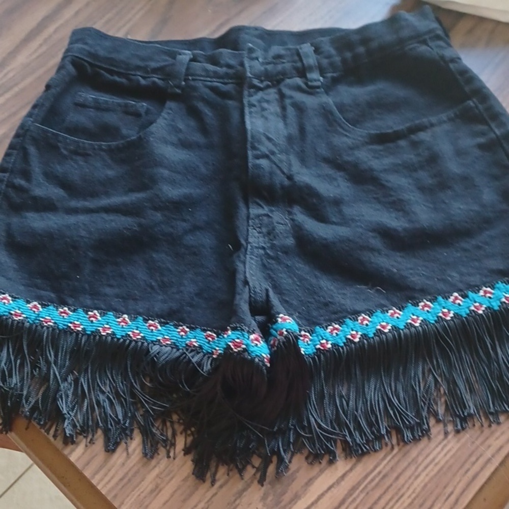 Maximum Energy Shorts, boho festival fringed, high rise,